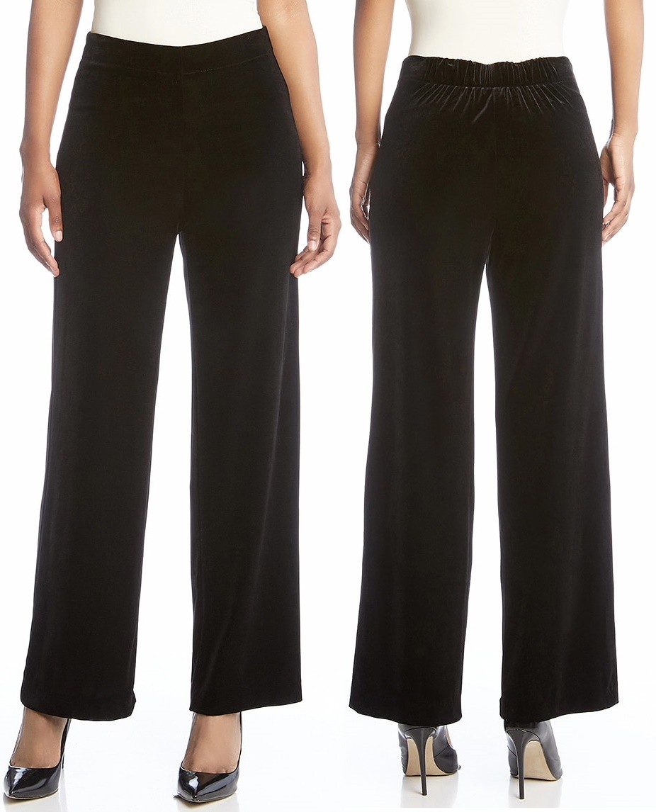 Karen Kane L69285 Black Wide Leg Stretch Velvet Pants - $79 | eBay