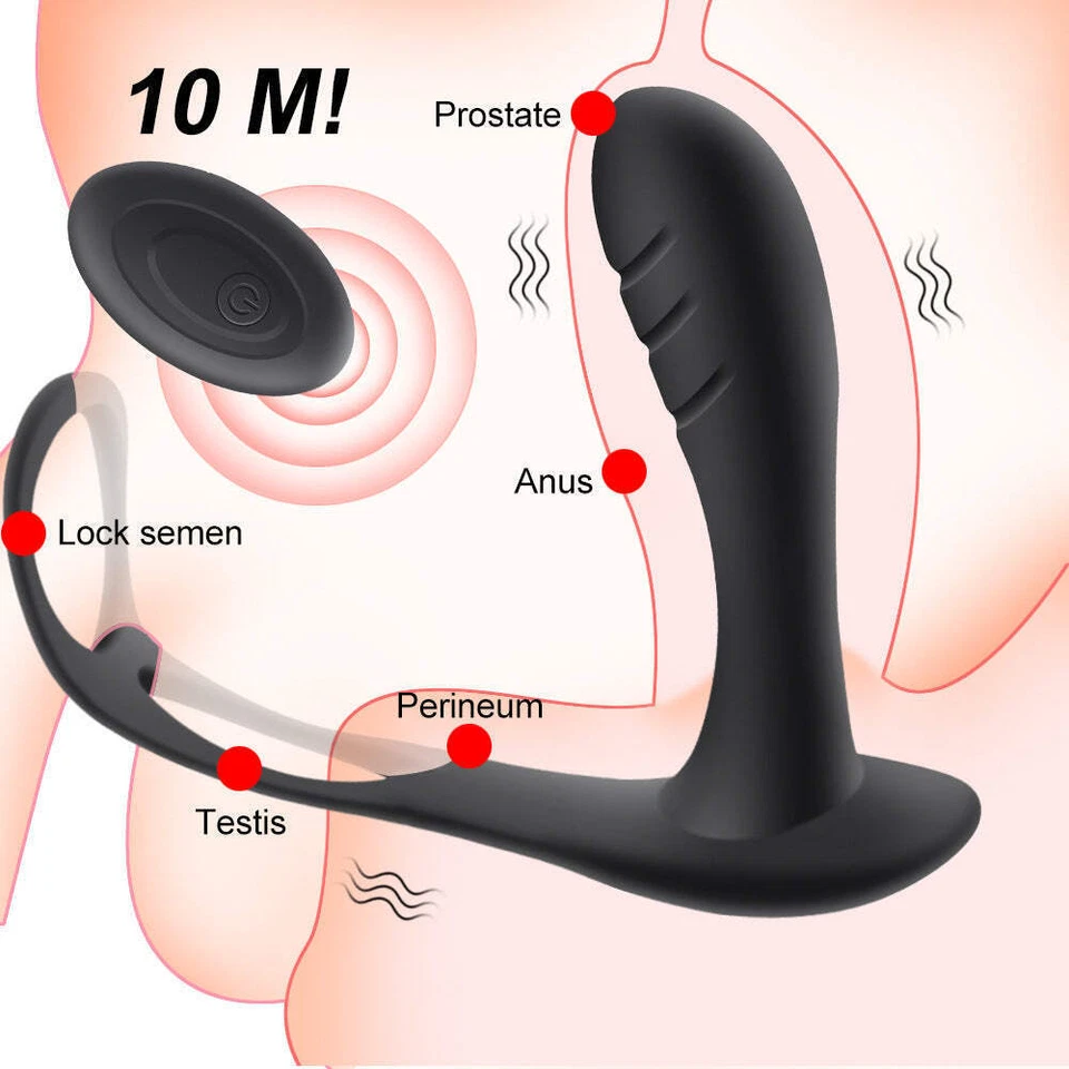 Dildo per prostata con anello fallico pene vibrante in silicone vibratore anale - Immagine 2 di 4