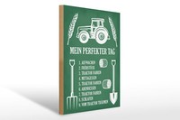 Holzschild Spruch 30X40 Cm Mein Perfekter Tag Traktor Deko Schild Wooden Sign