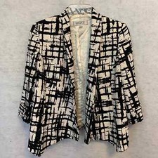 KASPER Vintage Black and White Open Front Blazer Women's Size 6
