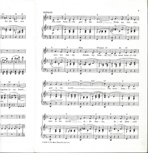 RODGERS & HART Sheet Music THE MOST BEAUTIFUL GIRL IN THE WORLD from JUMBO 1935 - Picture 4 of 6
