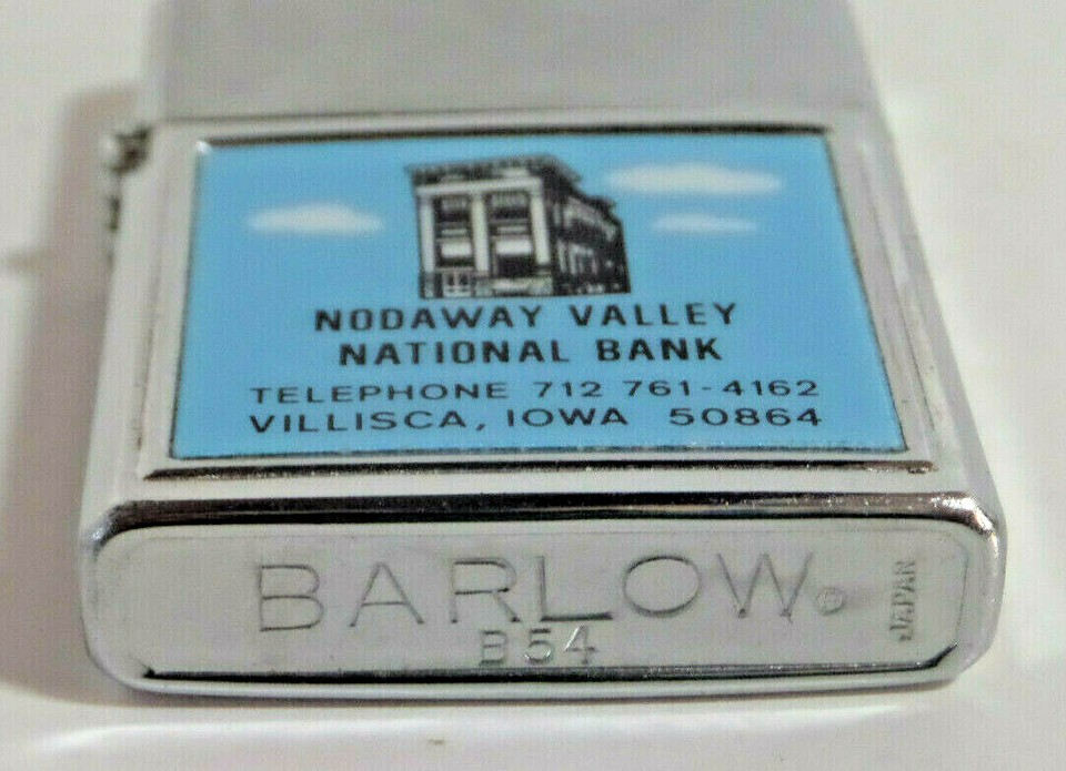 Lighter Barlow B54, Advertizing Nodaway Valley Bank Villisca Iowa