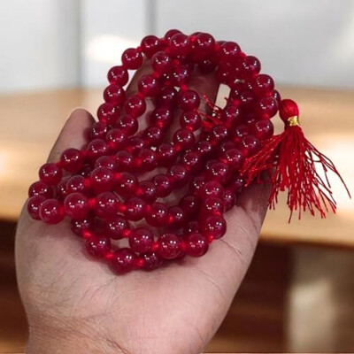 Certified Red Hakik (Agate) Japa Mala – 108+1 Knotted 8mm Prayer