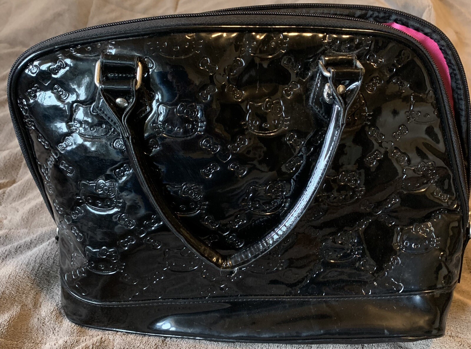 Black Simulated Leather Argyle Design Hello Kitty… - image 5