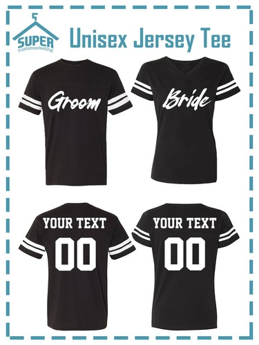 Groom Bride HAND WRITING JERSEY STYLE COUPLES TSHIRTS CUSTOM BACK PERSONALIZED