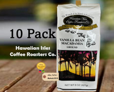 10 Pack HAWAIIAN ISLES VANILLA BEAN MACADAMIA NUT Coffee 8oz Ground FRESH