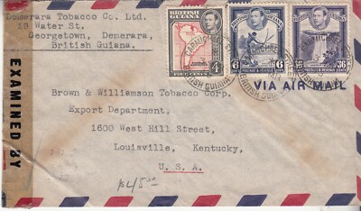British Guiana: GVI Censored Cover: Demerara Tobacco Co; Carmichael St, Mar  1945