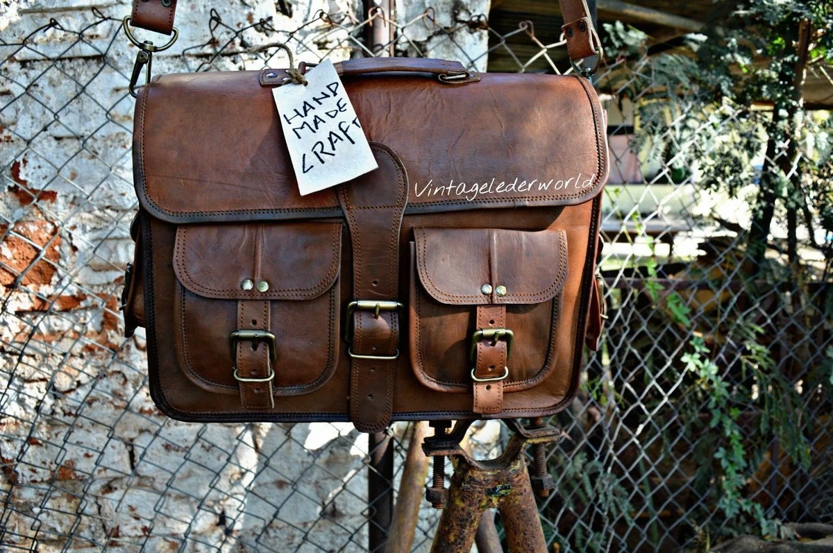 worn leather bag