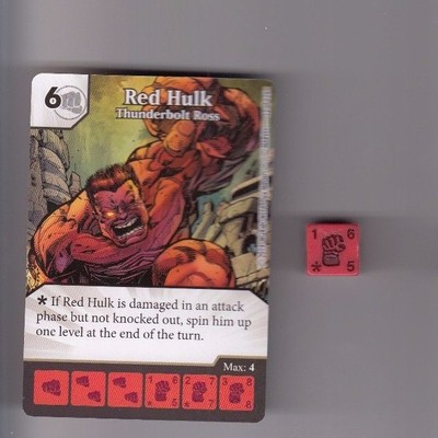 DICE MASTERS UNCANNY X-MEN COMMON #52 RED HULK THUNDERBOLT ROSS CARD WITH DICE  