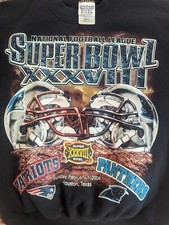 Vtg 2004 Super Bowl XXXVIII Patriots vs. Panthers Crewneck Sweatshirt Youth Sz M
