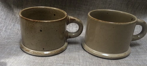 Dansk Japan MCM Niels Refsgaard Set of 2 Mugs Brown Band Speckled Pottery