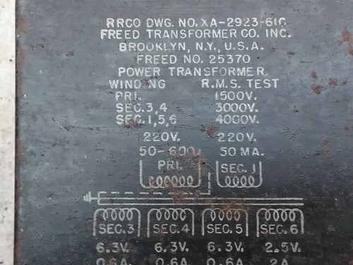 TRANSFORMER POWER FILAMENT PRI 220V SEC 220V-50 MA @ 3X 6.3V + 2.5V HAM RADIO - Picture 6 of 8