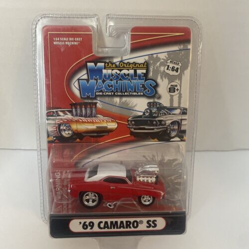 The Original Muscle Machines 1/64 Diecast 1969 Camero Ss- Red with White Roof - Afbeelding 1 van 4
