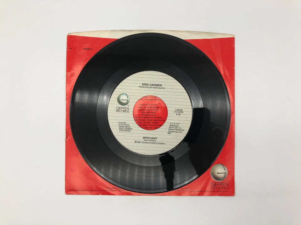 Eric Carmen I Wanna Hear It From Your Lips Record 45 Single 7-29118 Geffen 1984 - Image 3 of 4