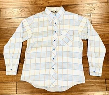 Vintage 1970s JC Penneys MW dagger collar long sleeve window pane plaid shirt L