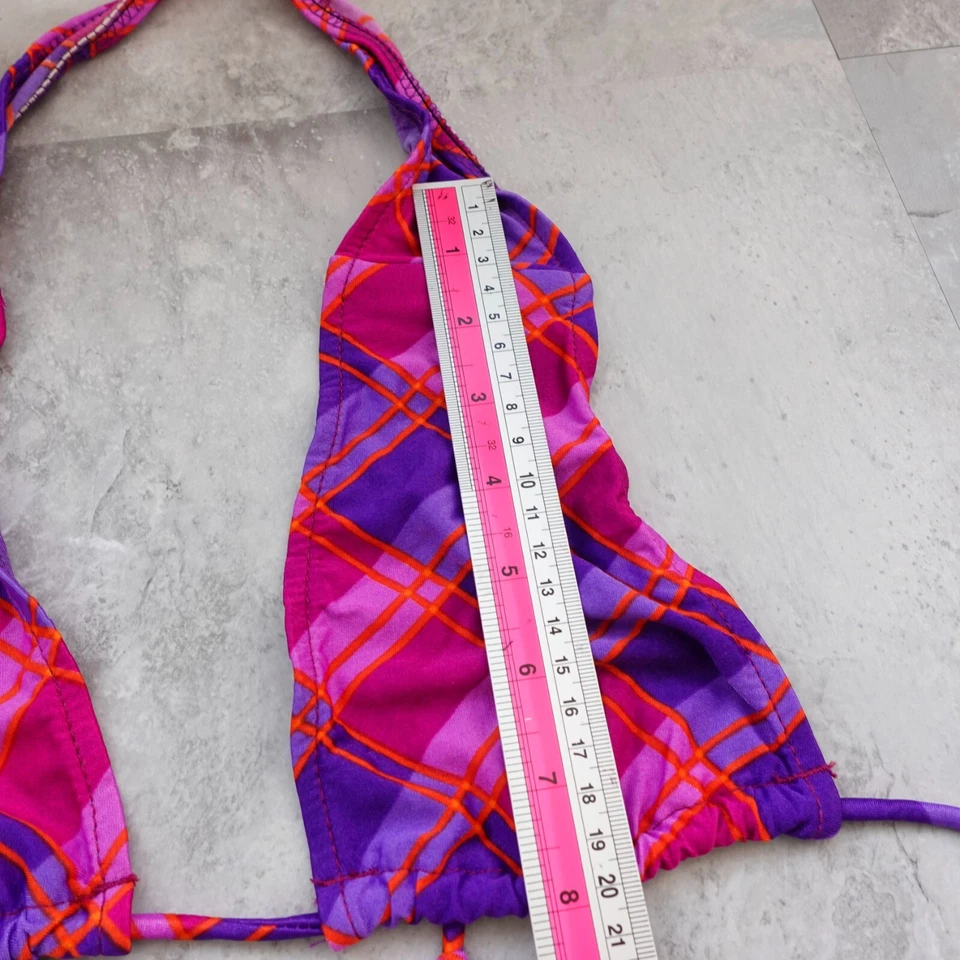 Top de bikini rosa a cuadros halter brallete niñas 13 14 traje de baño playa nadar verano Foto 4 de 4