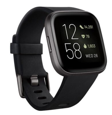 Fitbit Versa 2 Smartwatch Carbon black brand new in box. Adjustable wrist wrap. 