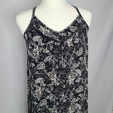 Knox Rose Womens Sz M Black Strap Halter/Tank Midi Floral Dress