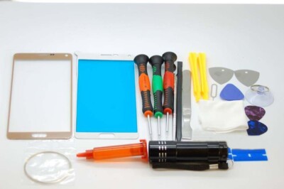 Samsung Galaxy Note 4 Gold Displayglas Reparatur Set, Kleber, Schraubendreher, WERKZEUG