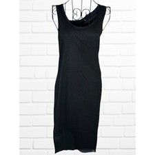 Forever 21 Women's S Semi Sheer Netted Midi Dress Black Stretchy New Casual