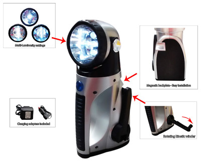 MAGNETISCHE DYNAMO WIEDERAUFLADBARE KABELLOSE CAMPING LATERNE TASCHENLAMPE ARBEITSLEUCHTE