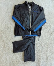 VTG Champion Men's Nylon Black Windbreaker Track Jacket Pant Set Size M 90s Y2K
