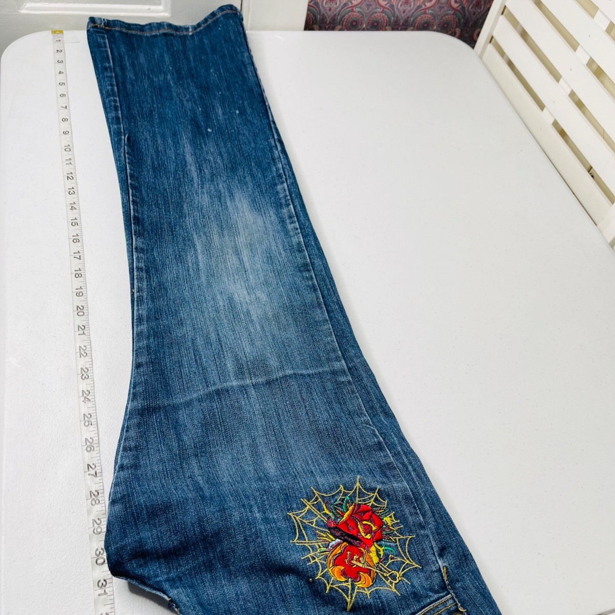 Vintage 90s Y2K Paco Jeans Women's Floral Key Embroidered