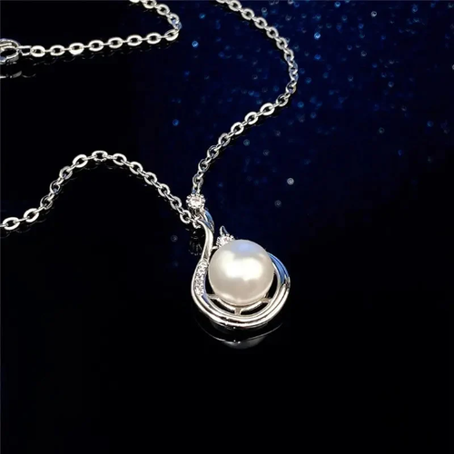 Water Drop Shaped Women 925 Silver Plated Pearl Pendant Necklace - Picture 2 of 6