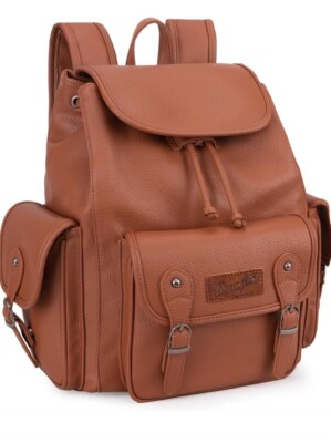 Wrangler Brown PU leather Backpack Vintage Backpack Travel Laptop