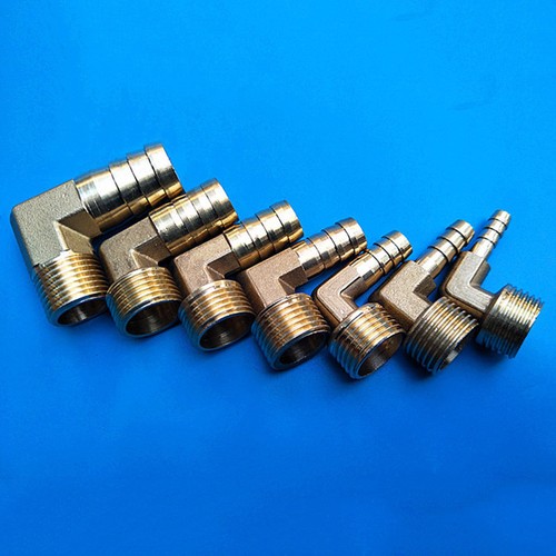 Gomito in ottone 90 gradi BSP barra x 1/2 pollice Adattatore filettato maschio qualità tubo spinato - Foto 4 di 10