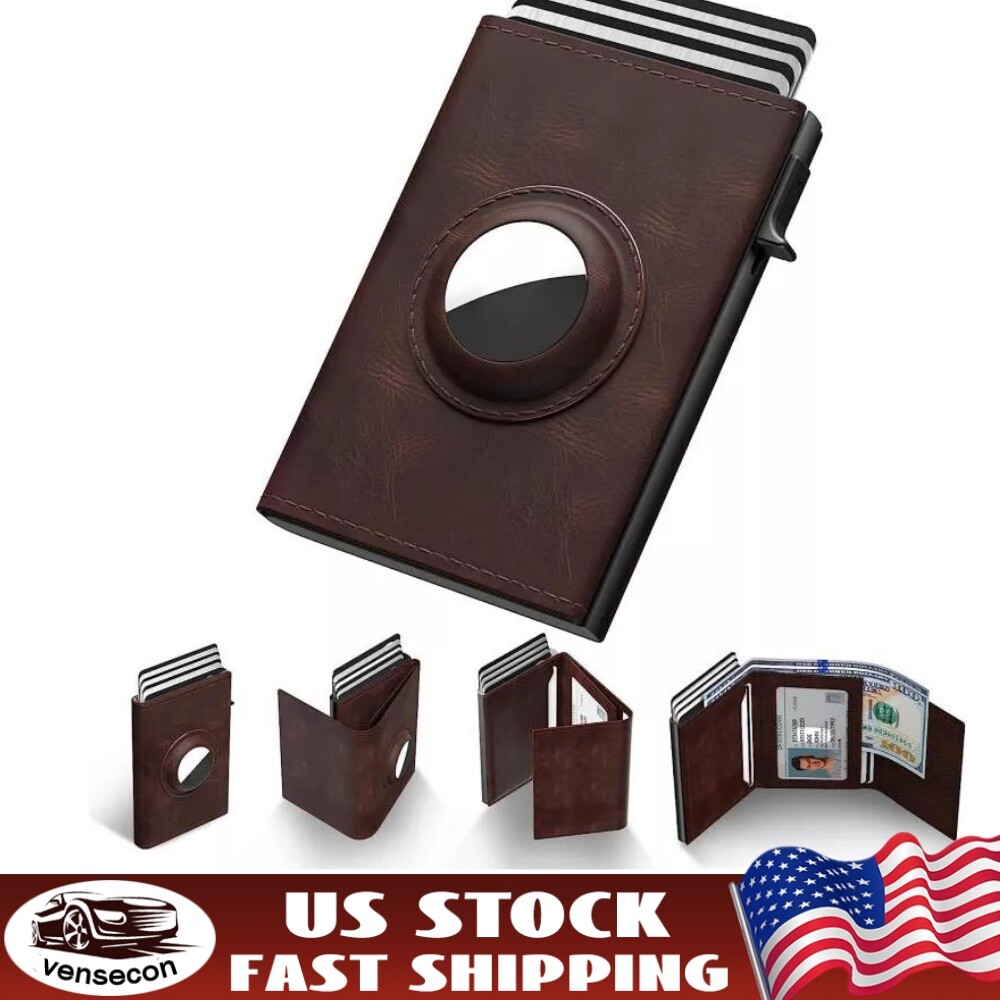 Genuine Leather Airtag Wallet Credit Card Money Holder AirTag Case Air Tag Cover