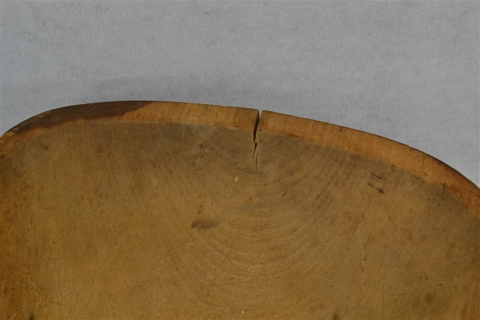 antique wooden dough bowl trencher large 19x11x4 handmade 18th 19th c original - Image 4 of 4