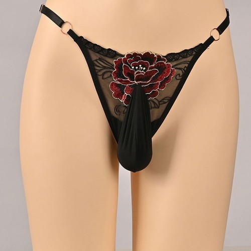 String G transparent en dentelle pour homme sous vêtement respirant avec pochet - Picture 7 of 27