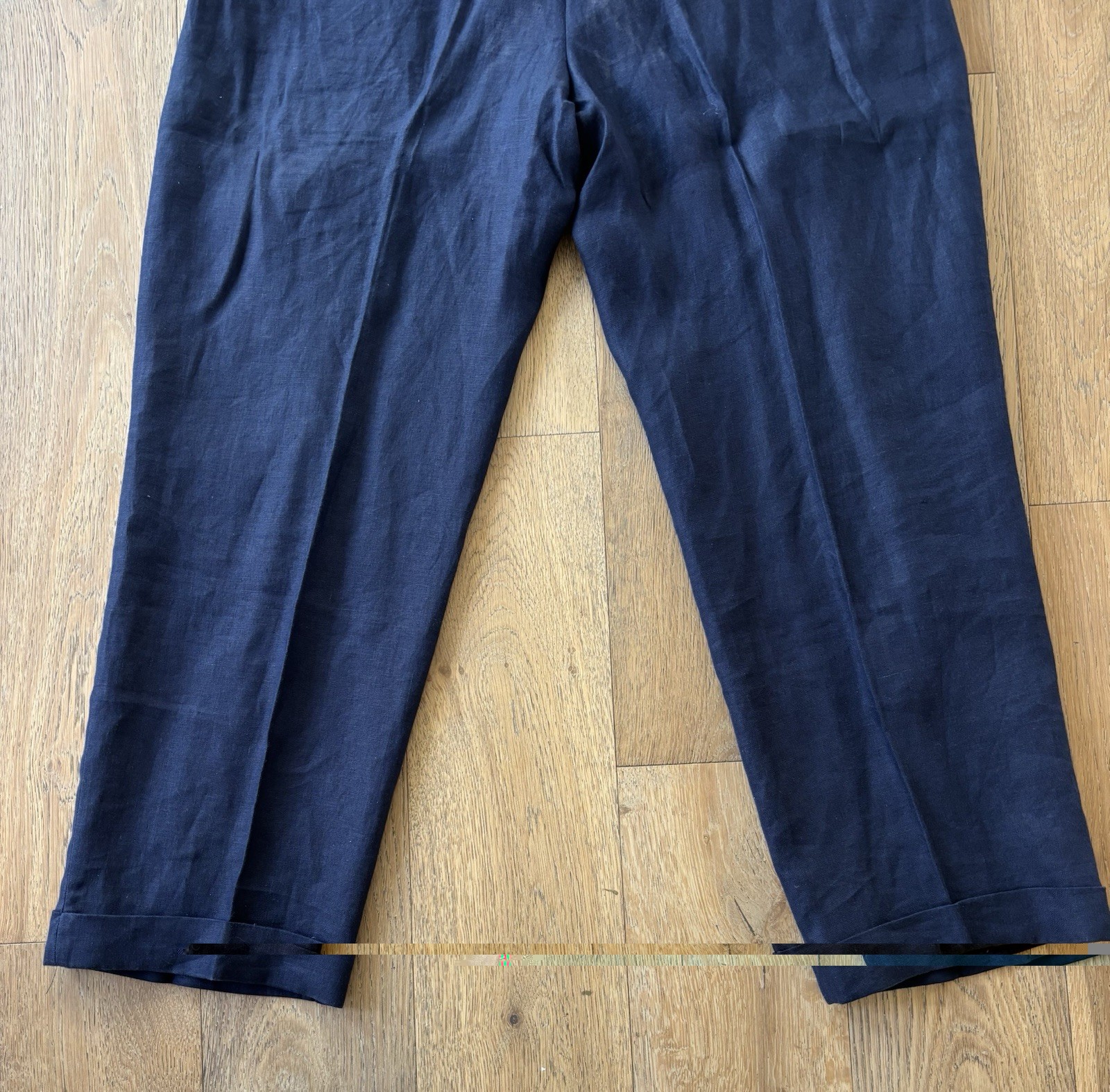 Vintage Polo Ralph Lauren Mens Navy Pleated Linen Blend Dress Pants 36x30 Cuffed thumbnail 11