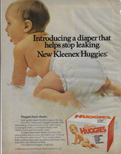 Kleenex HUGGIES Diapers 'Introducing' vintage 1979 magazine print Ad