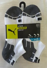 Puma Men's Low Cut No Show Socks 6-Pairs, Size 10-13 (WHITE) NEW
