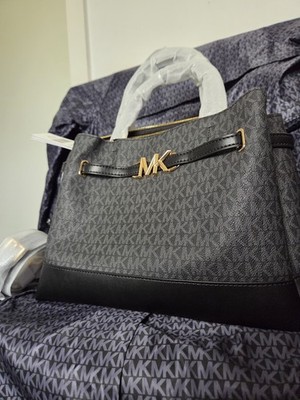 Michael Kors MK 'REED' Belted Satchel Black Logo Bag NEU +Orginal