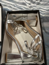 Silver High Heel Strappy Dress Shoes