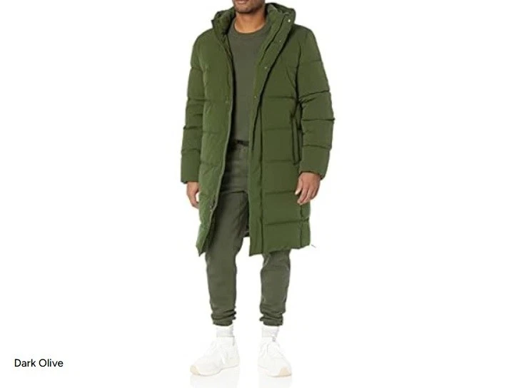 Men’s Long Hooded Puffer Coat Parka Dark Olive Winter Jacket Warm Insulated xxl