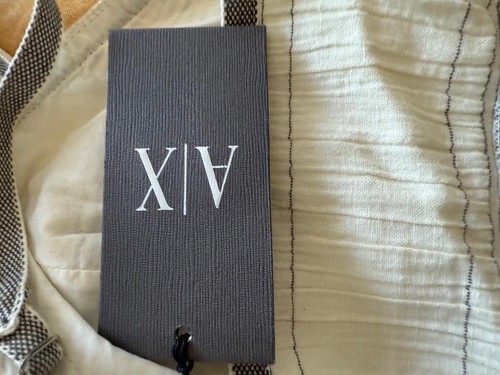 VINTAGE 2010 NWT AUTHENTIC ARMANI EXCHANGE A/X CREAM/GREY LINEN TOP UK M - Picture 15 of 16