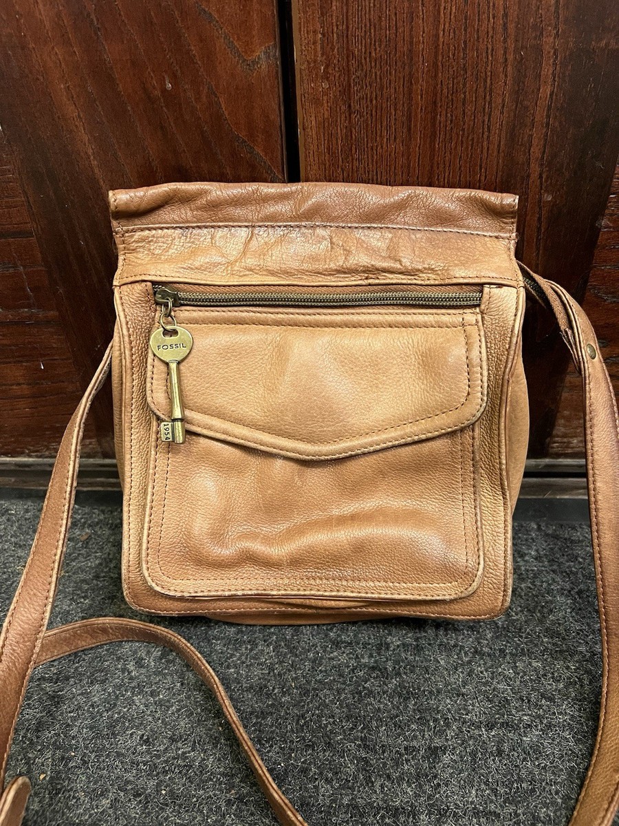 Fossil Purse 75082 Brown Pebbled Leather Crossbody Shoulder Bag