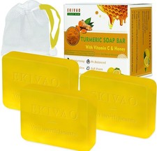 3Pas Turmeric Soap Bar, Organic Tumeric Soap for Face and Body,