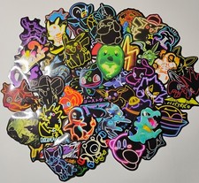 10 Custom Neon Pokemon Characters Vinyl Stickers Random Selection No Duplicates