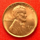 1941-S Lincoln Wheat Cent Penny GEM RED BU From an Original Bank Roll