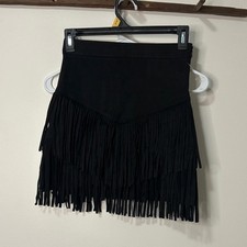 Altar'd State Black Fringe Mini Skirt