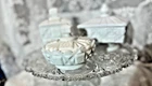 Vtg Westmoreland Old Quilt Milk Glass Puff Powder Box Candy Dish Perfect Cond.