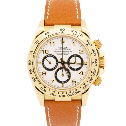 1996 PAPERS Rolex Daytona Cosmograph WHITE 18K Yellow Gold Lea...