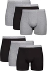 Hanes Mens Cotton Boxer Briefs 6-Pack, Grey/Black, Medium