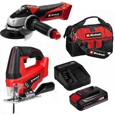 Einhell WinkelschleiferTE-AG 18/115, Stichsäge TC-JS 18V +Akku 2.5 Ah.,Tasche
