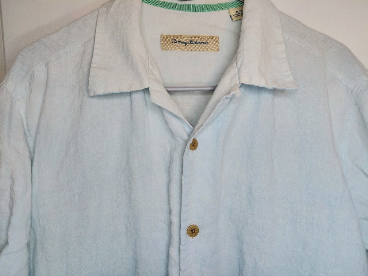Tommy Bahama Paddle Board Island Linen Camp Shirt Medium Blue Tropical Coastal View 3